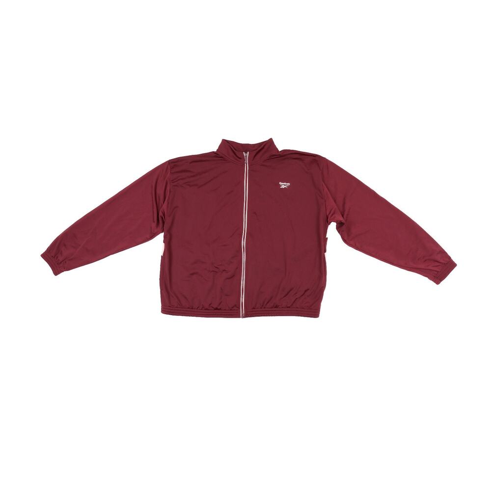 Reebok Women Tricot Zip-Front Long Sleeve Classic Maroon Plus Size 1X